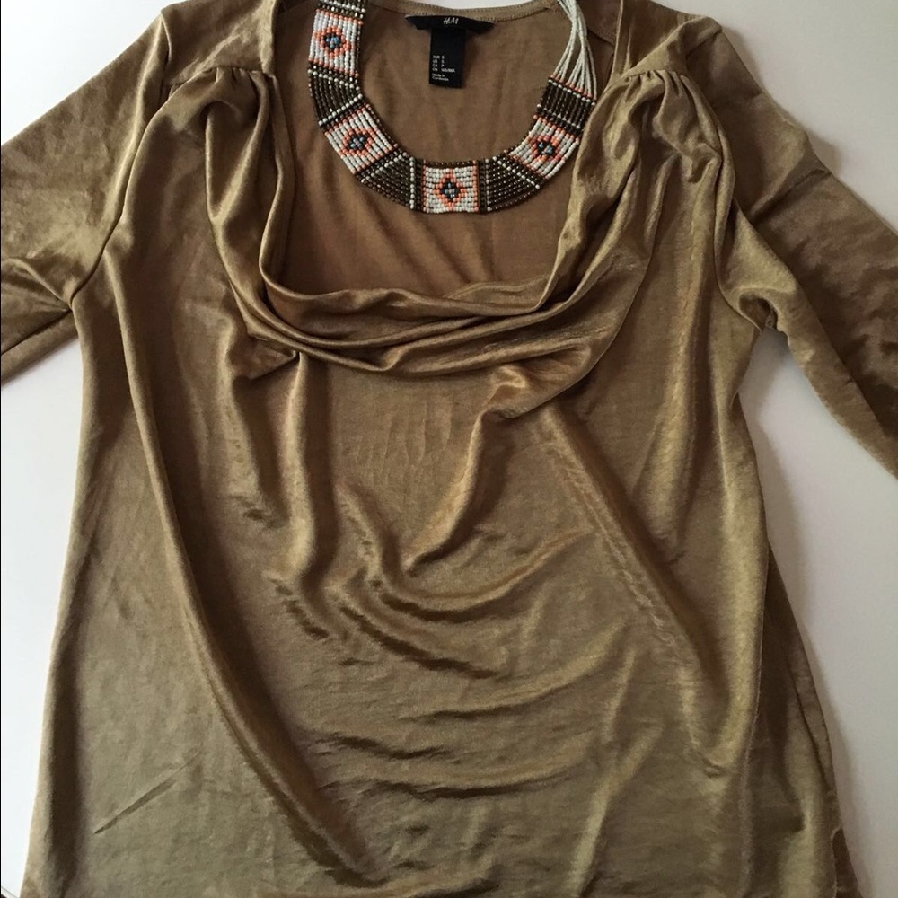 H&M drop neck gold top‎